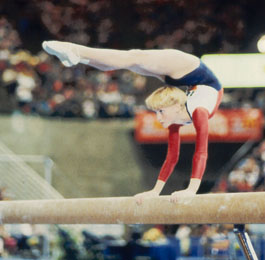 XGM 860302-3S4-31 US Gymnast Kristie Phillips in the middle of her signature move, "The Phillips"